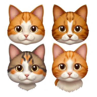 3 small cats different colours including brown tabby and white, patchy calico, and ginger and white sticker