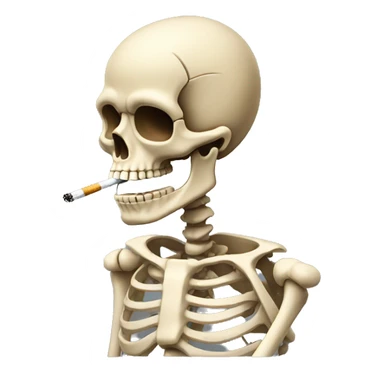 beige skeleton with a cigarette in his mouth sticker