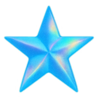 star with a holographic effect, blue, no background sticker