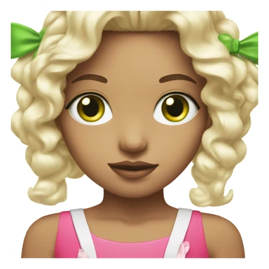 hot pink white girl with green eyes and bows sticker