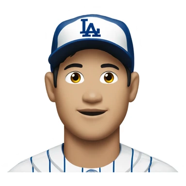 Shohei Ohtani in a dodgers uniform with two devil horns sticker
