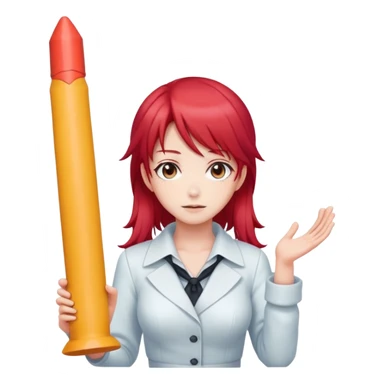 Anime girl with red pubic hair and gigantic dildo sticker