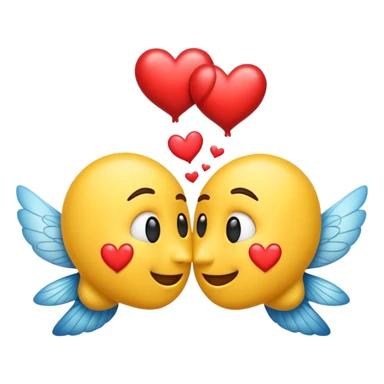 Kissing emoji with fly away hearts sticker