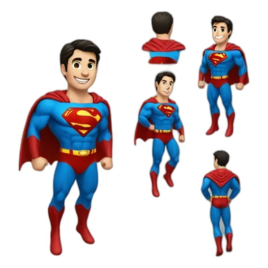 superman-boy-jump-smooth hair-smile sticker
