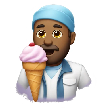 un hombre calvo con barba sujetando un helado sticker