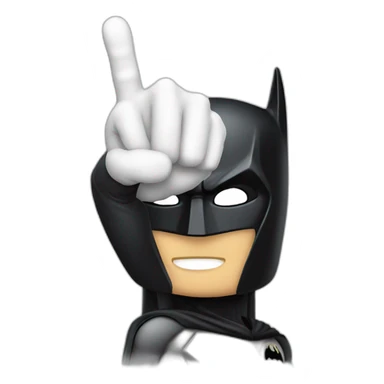 batman showing finger next to idex finger sticker