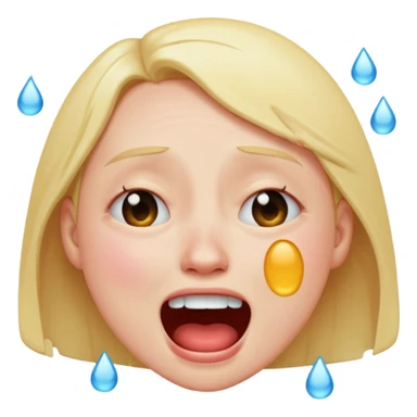 crying laughing emoji, over-the-top expression, huge tears, tilted head sticker