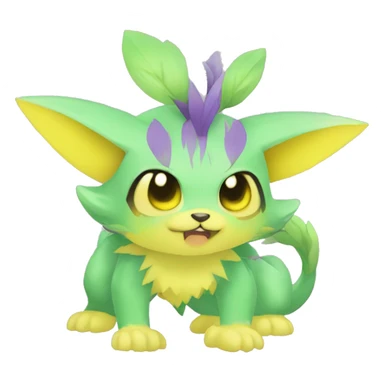 Cute cool green yellow purple animal hybrid Fakemon full body sticker