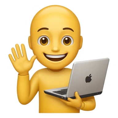 funny emoji with computer in his hands sticker