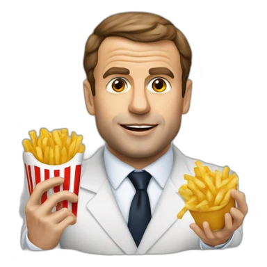 macron qui mange des frites sticker