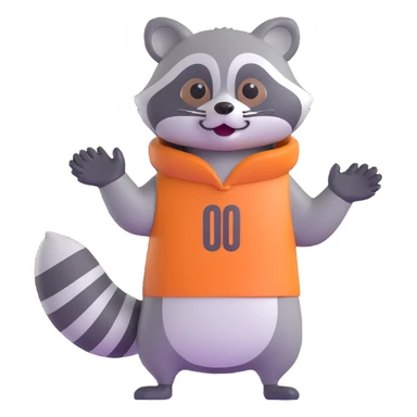 raccoon waving enthusiastically sticker
