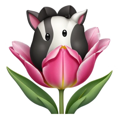 Oveja con un tulipán de color rosa sticker