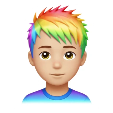 Boy with rainbow streaks — short spiky hair glowing under light. sticker