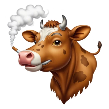 Brown cow smoking sticker