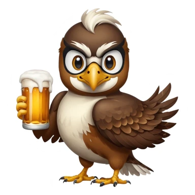 Seahawk bird drinking beer happy cheers sticker