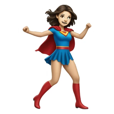 White Female brunette Super hero dancing  sticker