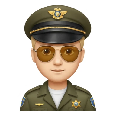 Officer with peaked cap + aviator sticker