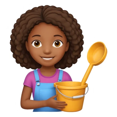black kid girl with toy sand bucket sticker