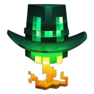 Pixel Minecraft Fedora Halloween Head Mask Diamond Obsidian Emerald Flame Shiny Glow Reward Legendary Unique Epic Mystery sticker