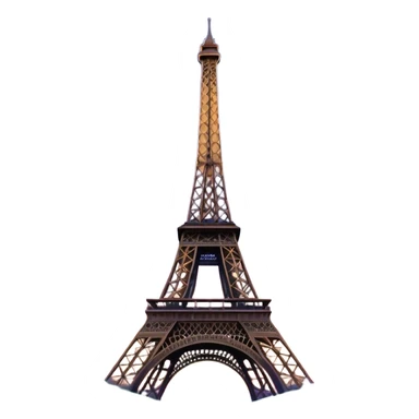 Cinematic Realistic Eiffel Tower Landmark Emoji, featuring the iron lattice structure illuminated against a twilight Parisian sky sticker