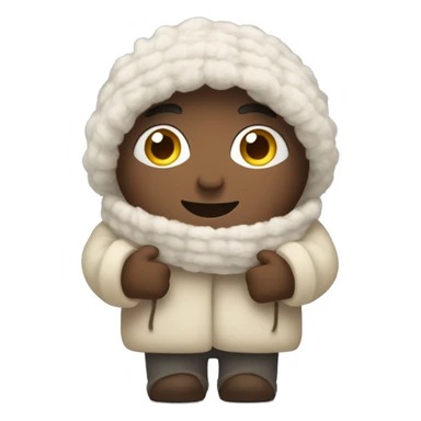 Warm Hug Emoji – A cozy, open-armed character with a fluffy scarf, conveying a hug that feels like being wrapped in a blanket. sticker