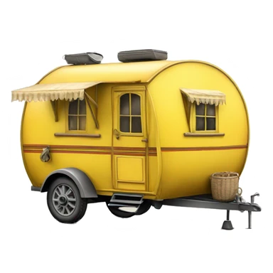 Realistic yellow vintage round gypsy caravan wagon camper sticker