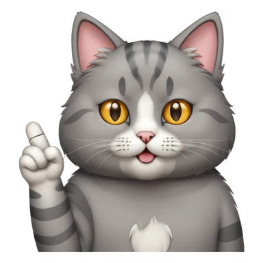Gray cat giving middle finger sticker