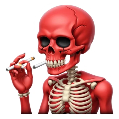 Scary red skull with body and smoking sticker