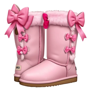 realistic pastel pink uggs with bows on the back sticker