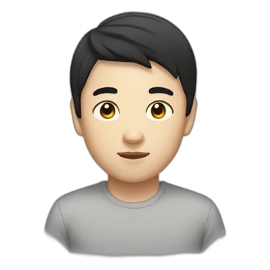 Asian with small eyes short black hair sticker