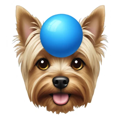 Yorkshire terrier with blue ball sticker