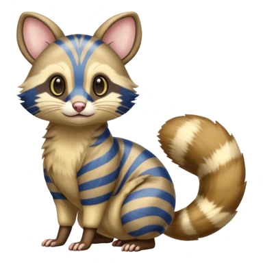 Gold and cobalt-blue-striped Furret-Sentret-Genet-Civet-Cacomistl-hybrid-fusion (full body) sticker