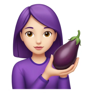 girl holding brinjal sticker