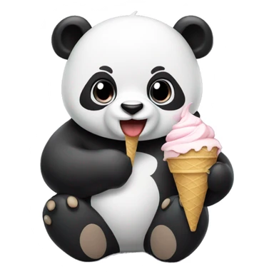 Panda eating ice cream sticker