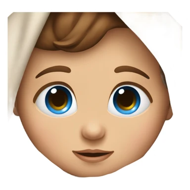 blue-eyed brown haired baby in cradle sticker