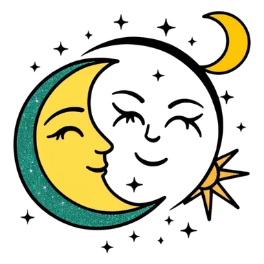 Glitter Sun and Moon  sticker