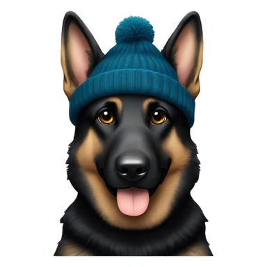 black german shepherd with a beanie on sticker