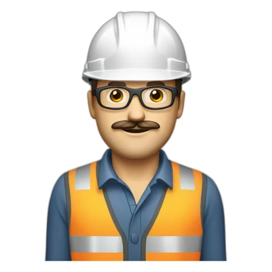 Construction engineer with safety glasses Caucasian with moustache sticker