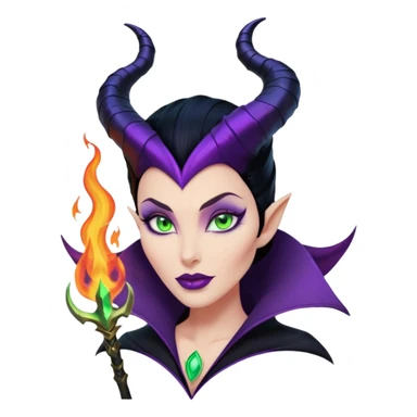 Poster-style sticker, pastel red background. In the center: Maleficent cartoon-style character with fiery aura. On top: ARIES in bold. Below in cursive: ‘The Fire Queen’. At the bottom: ‘Brave, fierce, always leading.’ ✨🔥👑 sticker