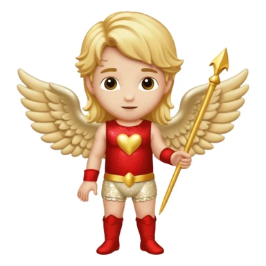 Cupid, God of Love from Gods and Goddesses with long golden blonde hair, cream sequin outfit sticker