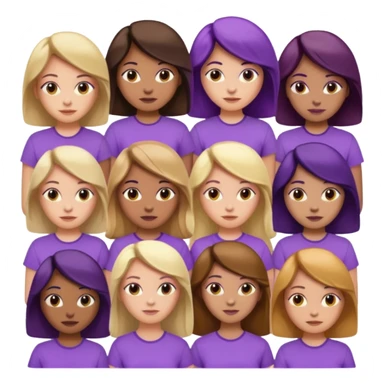 women with various hair types and skin tones, purple shirt sticker