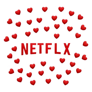 Netflix logo surrounded by little red hearts with suggestive and sensual attitude. sticker