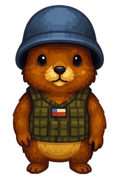 Create a pixel art style gopher wearing a different style of helmet, with no background. sticker