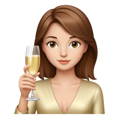 brown hair girl with champagne  sticker