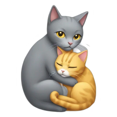 Grey cat hug a golden cat  sticker
