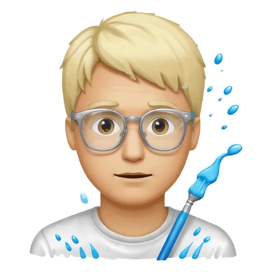 Blond man with glasses splashed with white paint  sticker