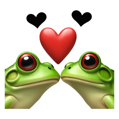 Kissing frogs with Heart and red lips sticker