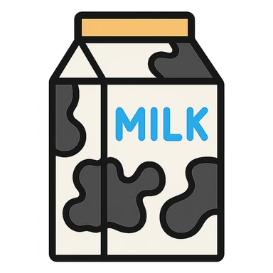 carton of milk covered in black and white cow spots sticker