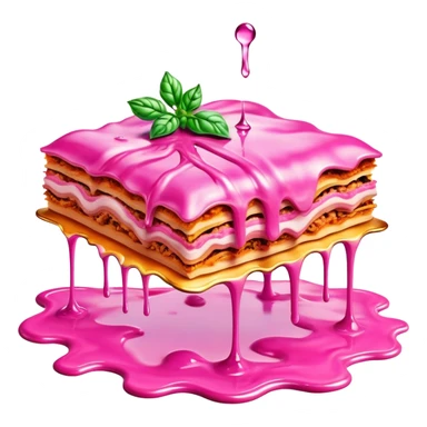 surreal salvadore dali style melting spam pink meat lasagna landscape sticker