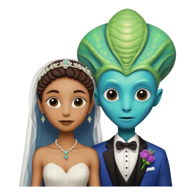 alien couple on wedding day sticker